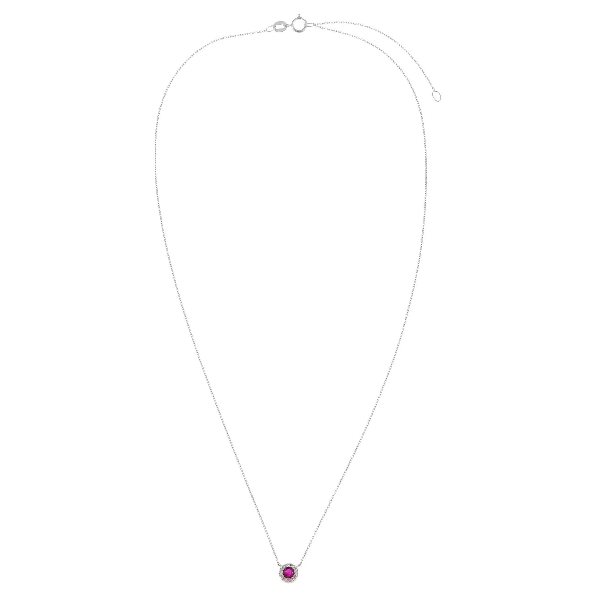 Diamond X Colored Gemstone Circle Necklace 14K