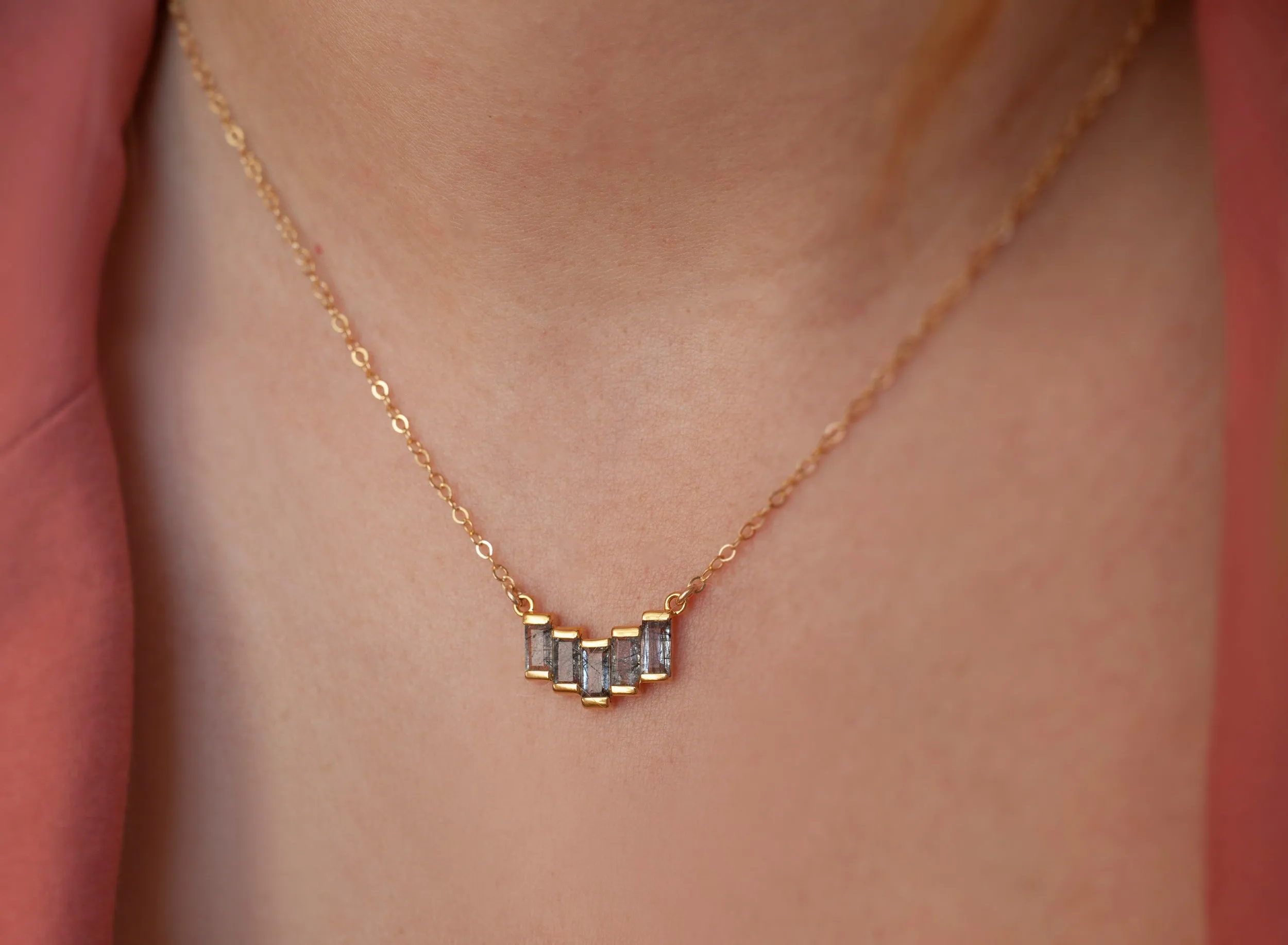 Doris Black Rutile Quartz Baguette Necklace