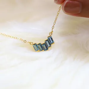 Doris London Blue Topaz Baguette Necklace