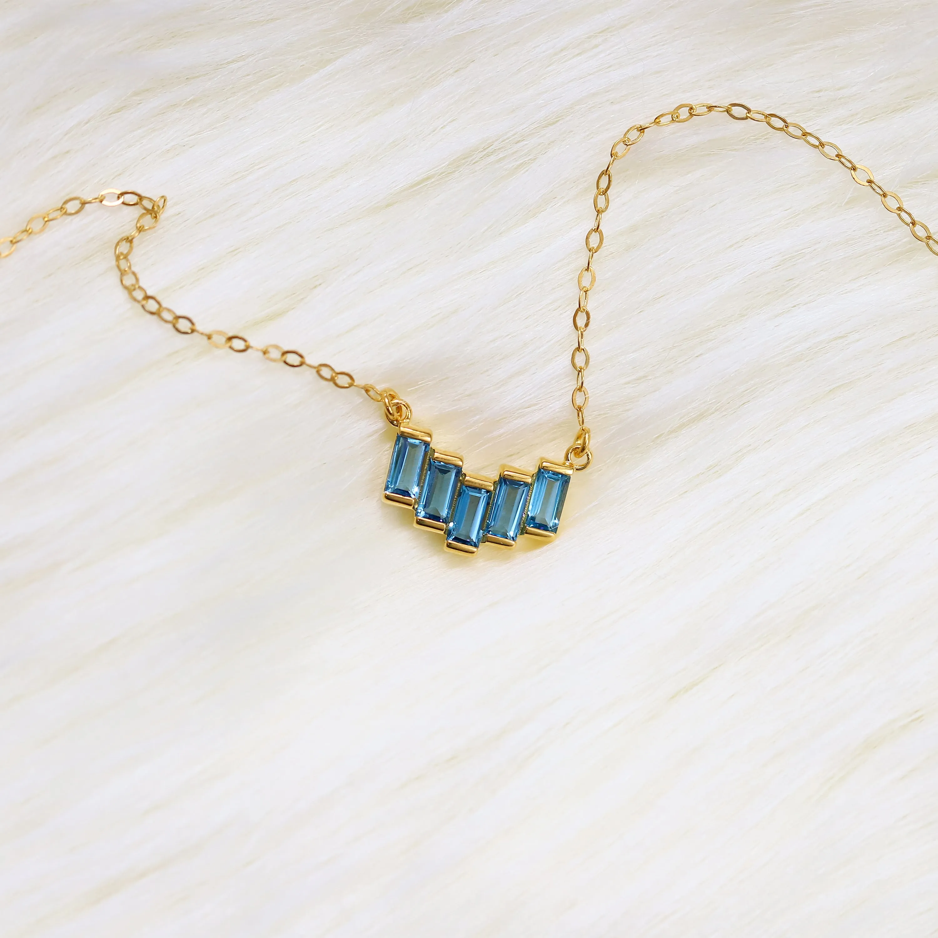 Doris London Blue Topaz Baguette Necklace