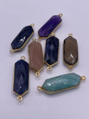 Double Terminated Gemstone Connector Gold Plated