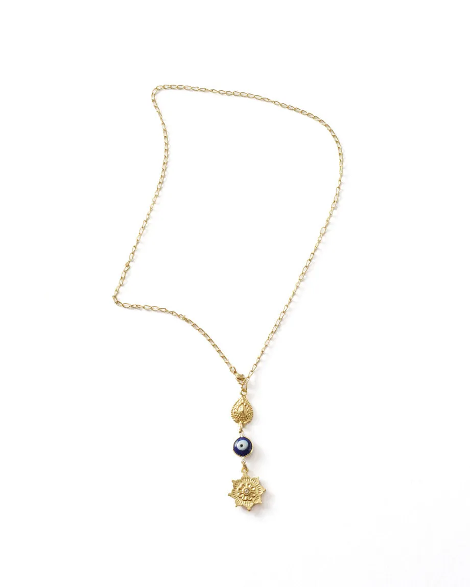 Drishti Evil Eye Charm Drop Necklace