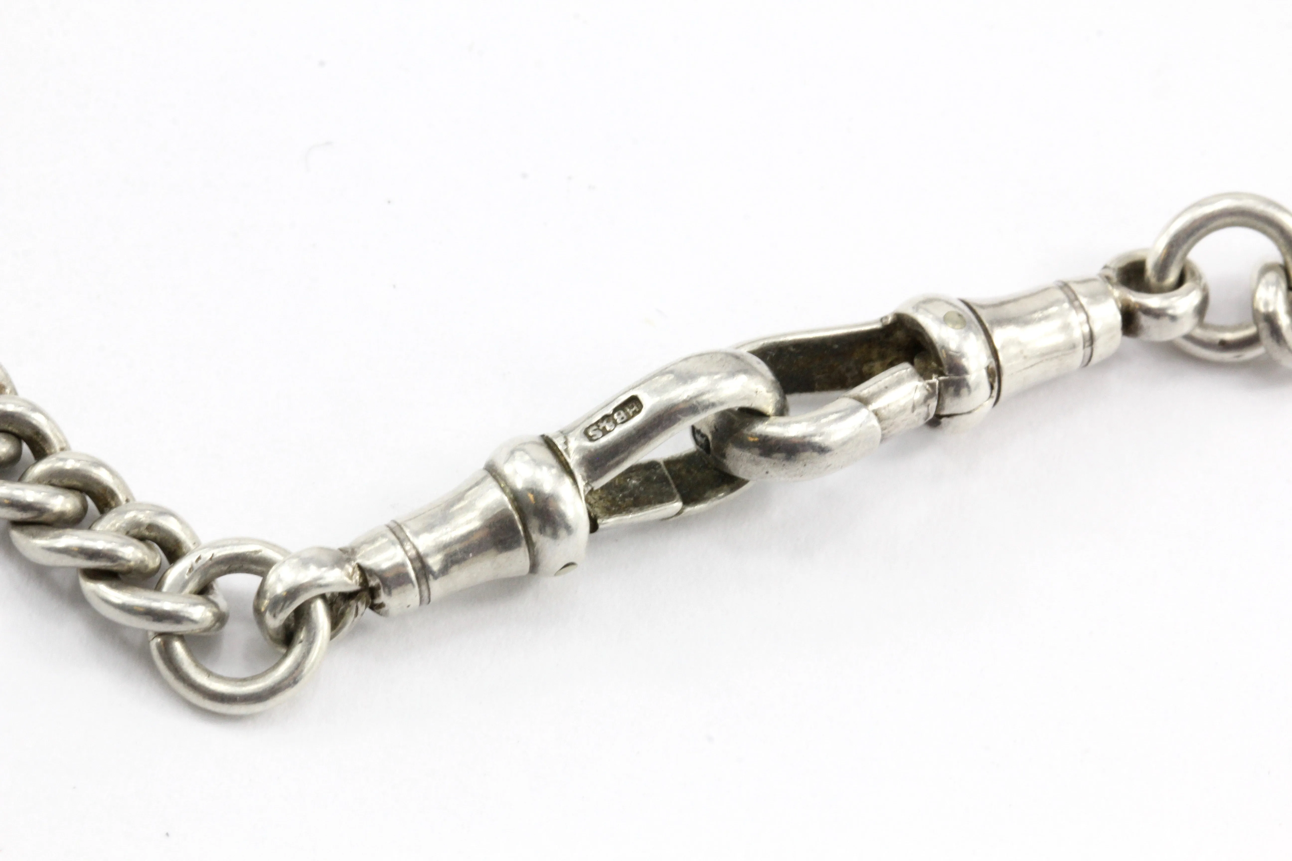 Edwardian Silver English Double Albert Watch Chain / Necklace c.1915