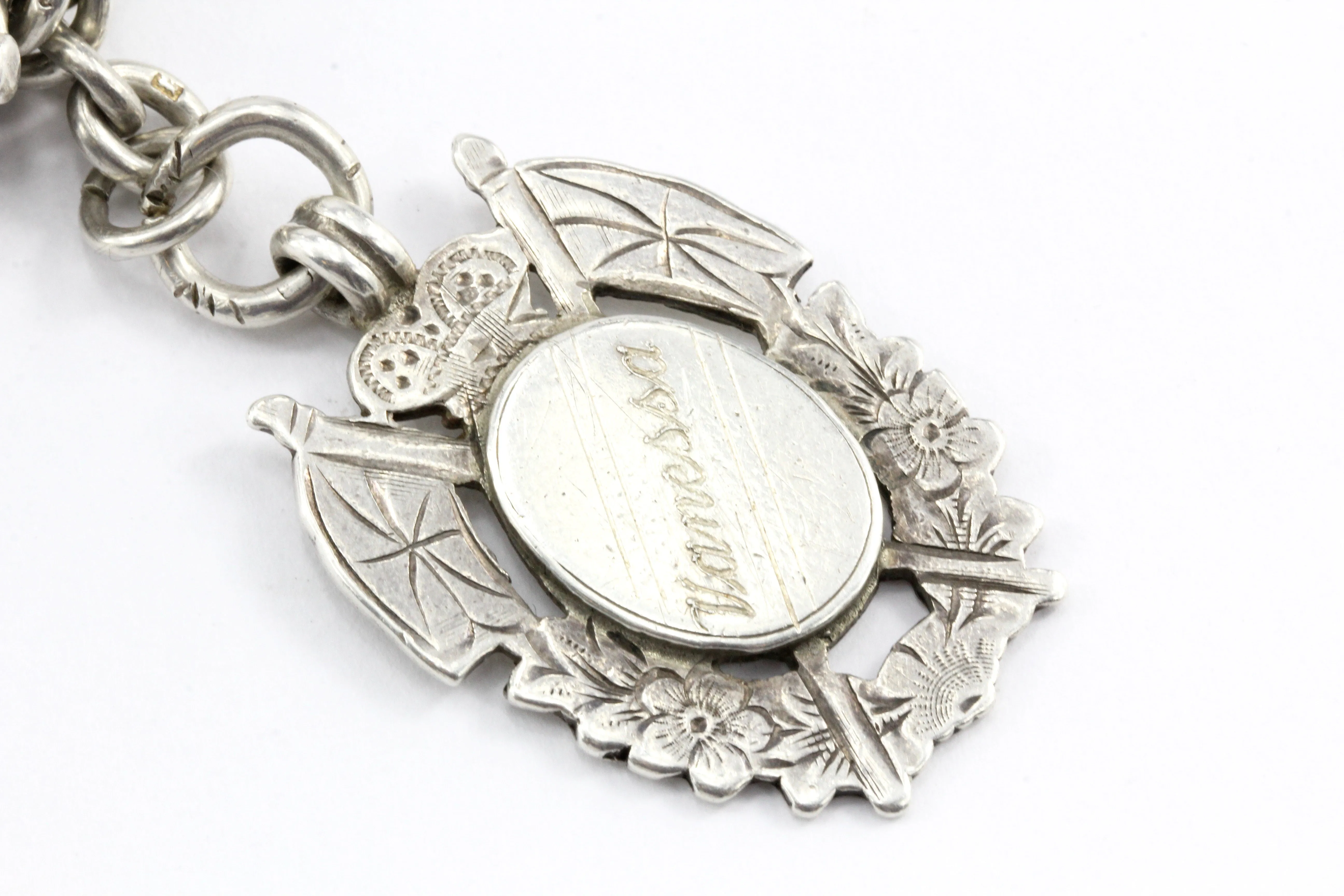 Edwardian Silver English Double Albert Watch Chain / Necklace c.1915