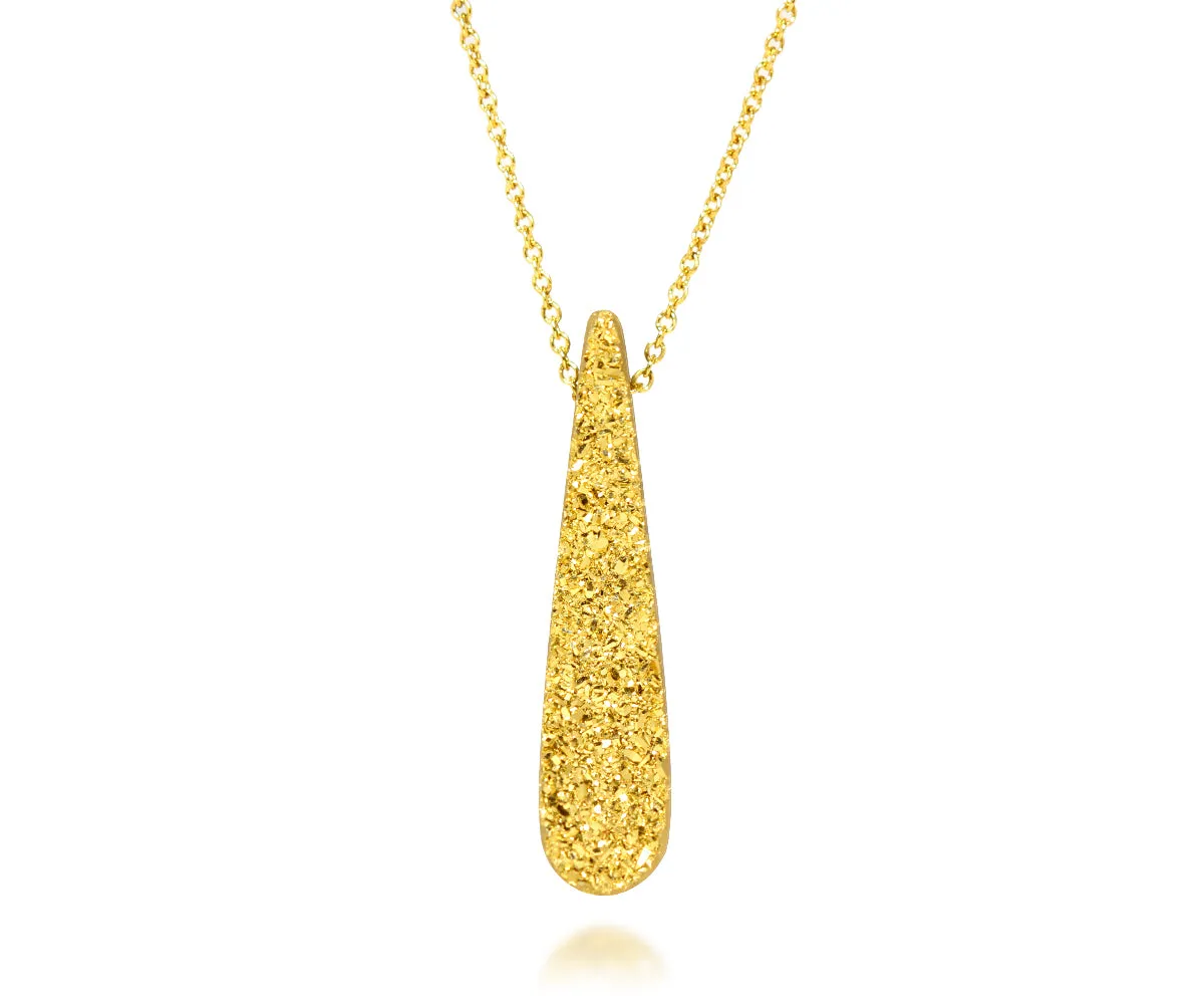 Elongated Teardrop 18K Gold Druzy Necklace