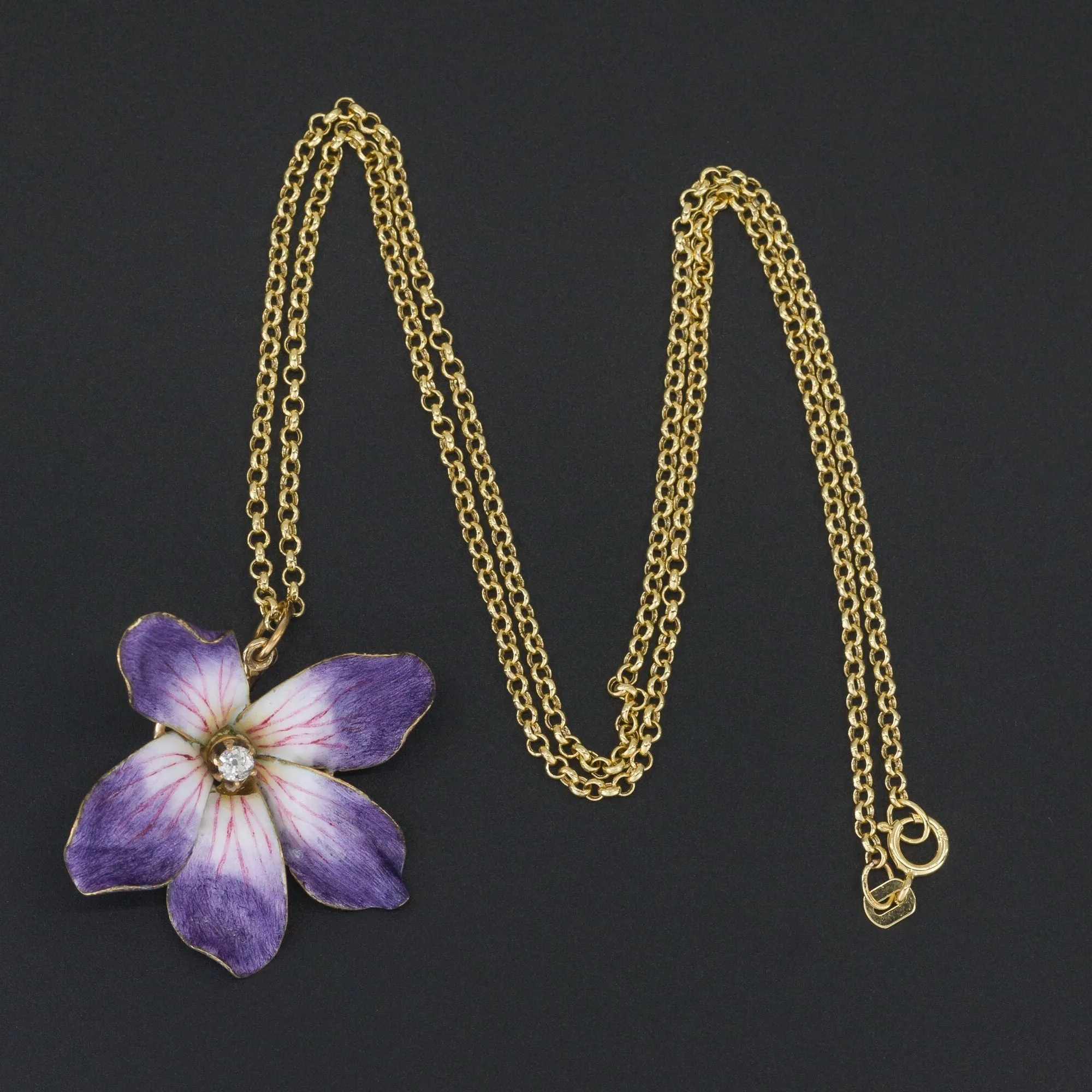 Enamel Flower Pendant | Purple Enamel Flower Pendant