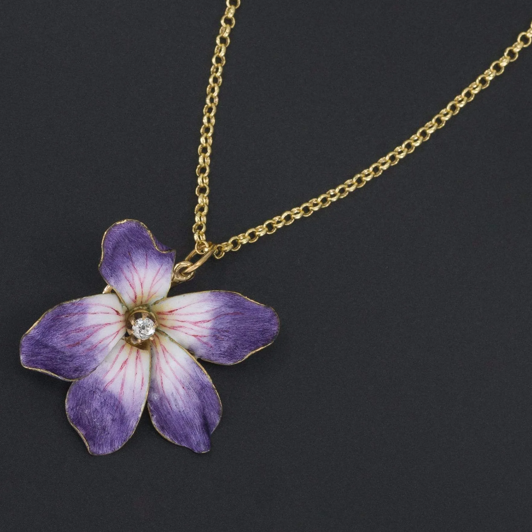 Enamel Flower Pendant | Purple Enamel Flower Pendant