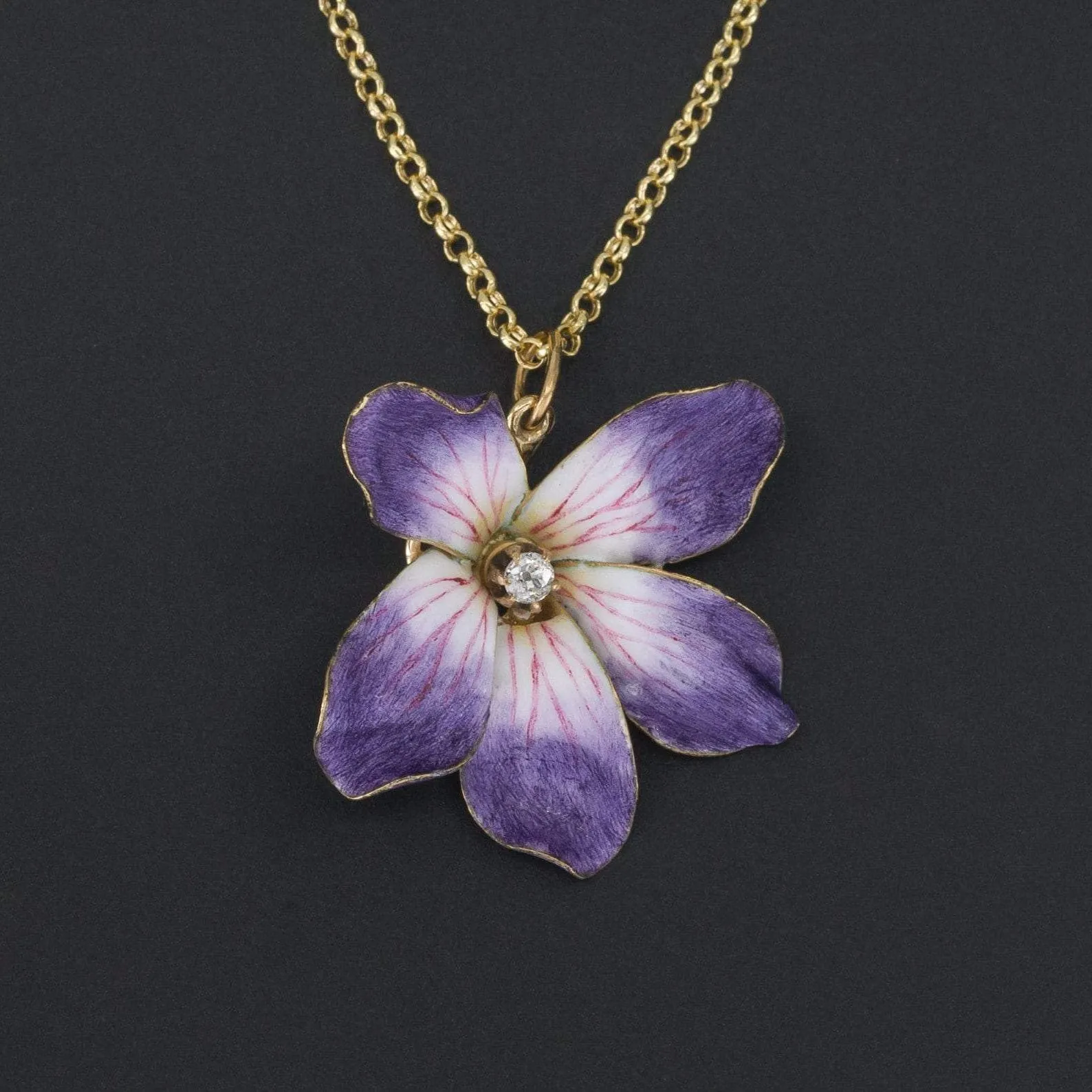 Enamel Flower Pendant | Purple Enamel Flower Pendant