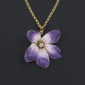 Enamel Flower Pendant | Purple Enamel Flower Pendant