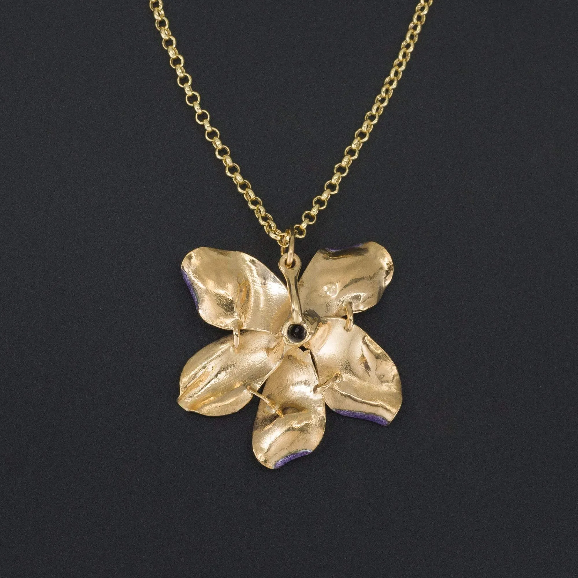 Enamel Flower Pendant | Purple Enamel Flower Pendant