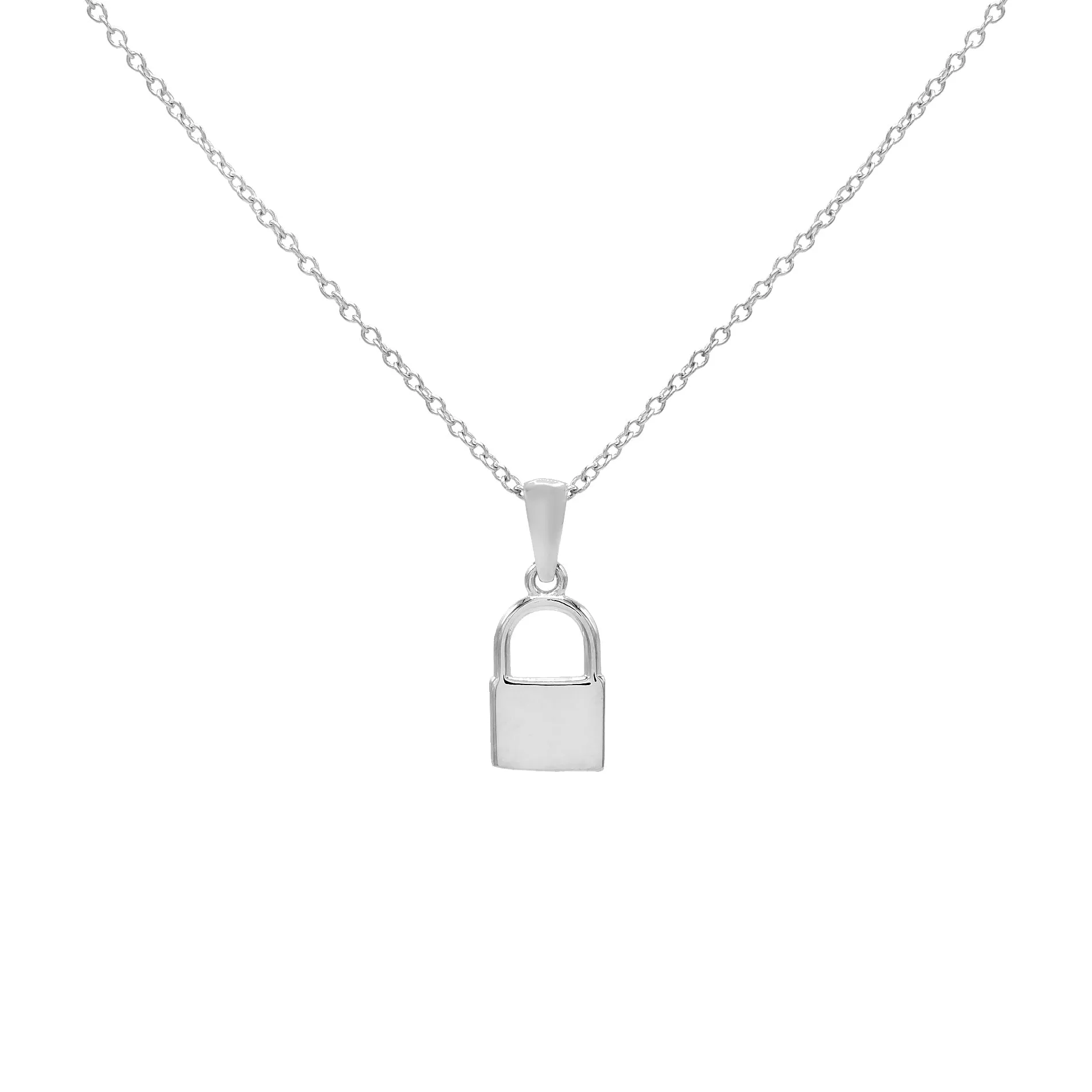 Engraved Mini Lock Necklace