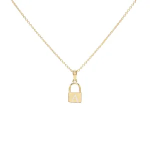 Engraved Mini Lock Necklace