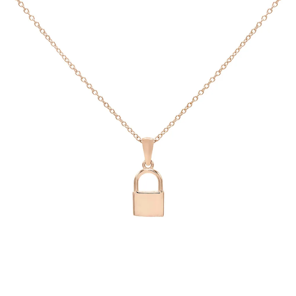 Engraved Mini Lock Necklace