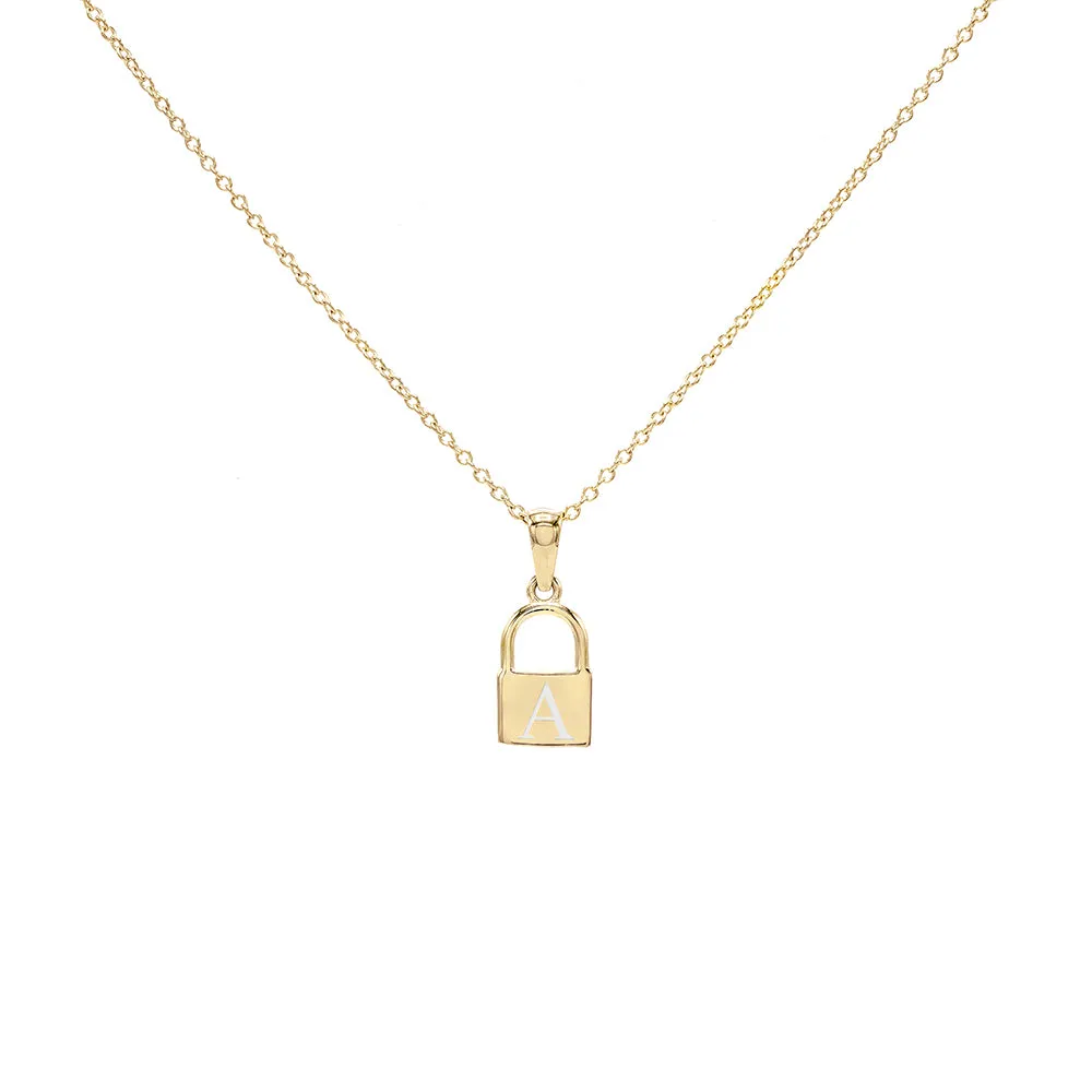 Engraved Mini Lock Necklace