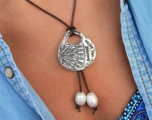 Enjoy the Journey Leather & Pearl Necklace