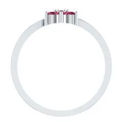 EternalDia Round 0.25 Ct Red D/VVS1 Diamond 14k Finish Sterling Silver Flower Band Ring