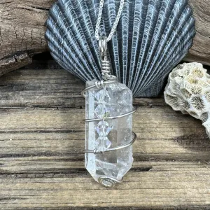 Exclusive I, Me, Mine Arkansas Quartz Pendant - Sterling Silver Wire-Wrapped Necklace