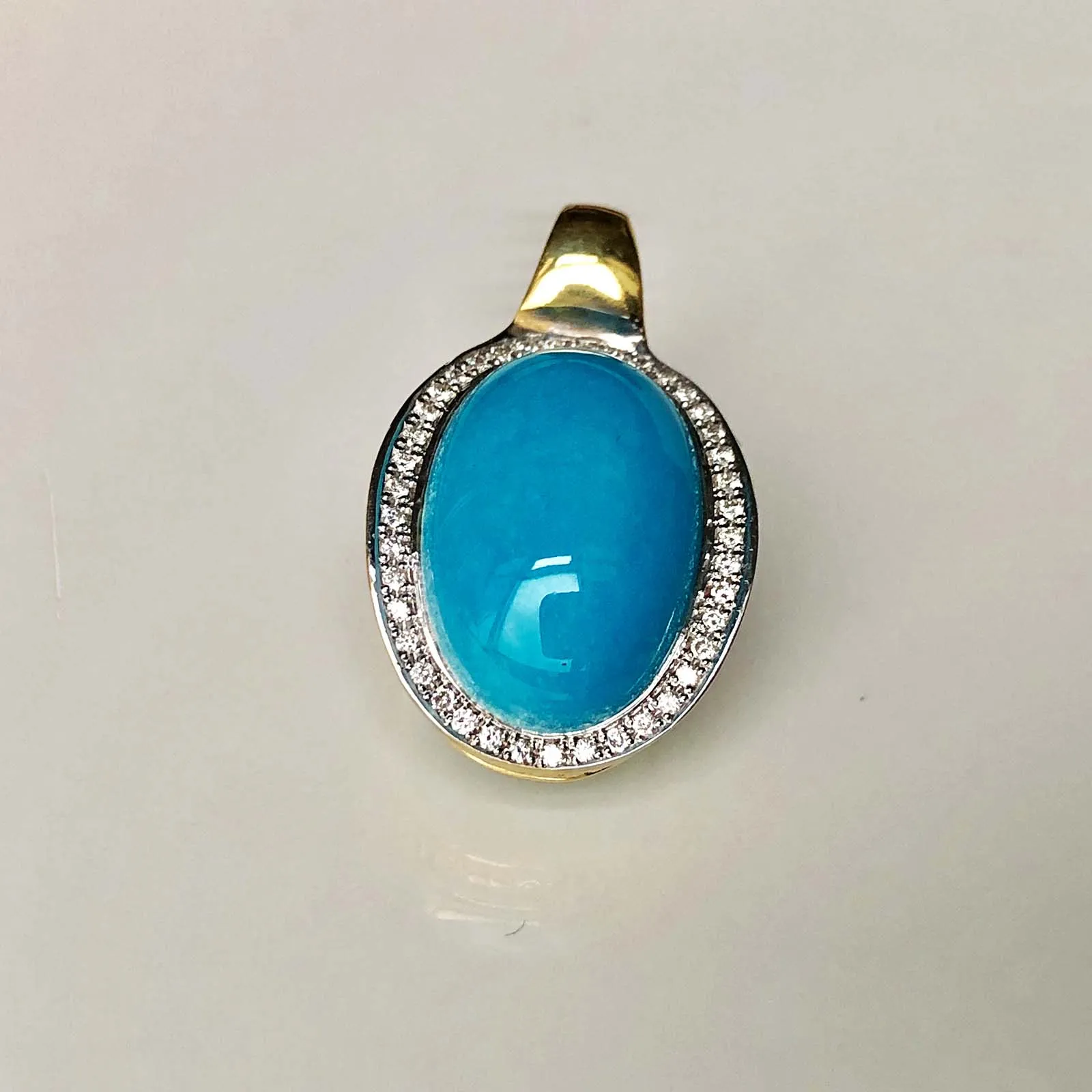 Eye of the Ocean 18K Gold Mini Diamond and Natural Sleeping Beauty Pendant Only