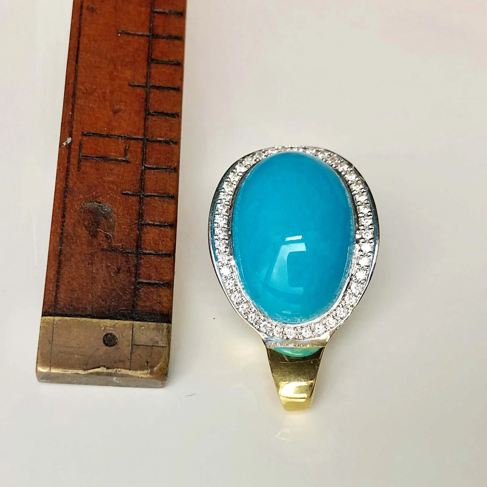 Eye of the Ocean 18K Gold Mini Diamond and Natural Sleeping Beauty Pendant Only