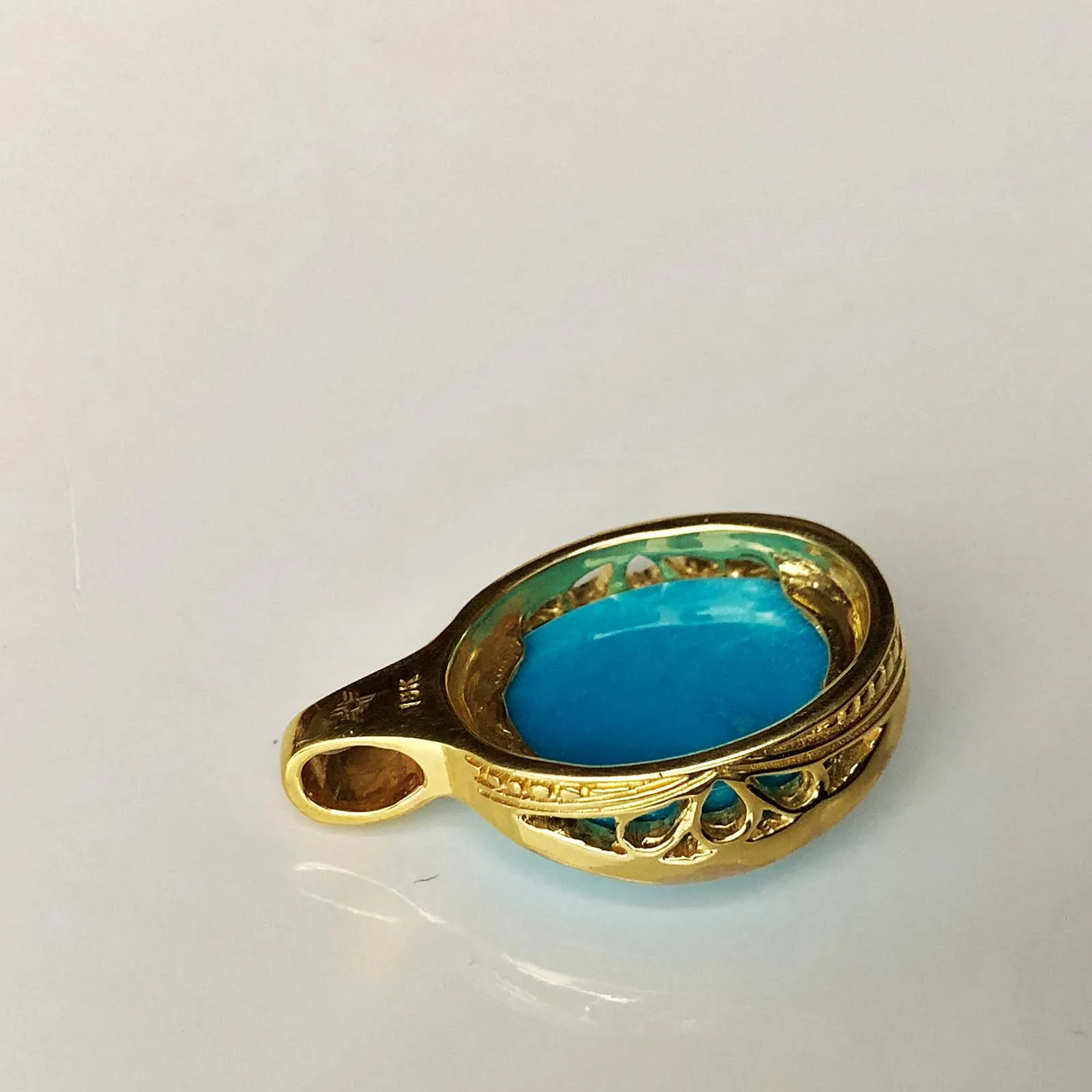 Eye of the Ocean 18K Gold Mini Diamond and Natural Sleeping Beauty Pendant Only