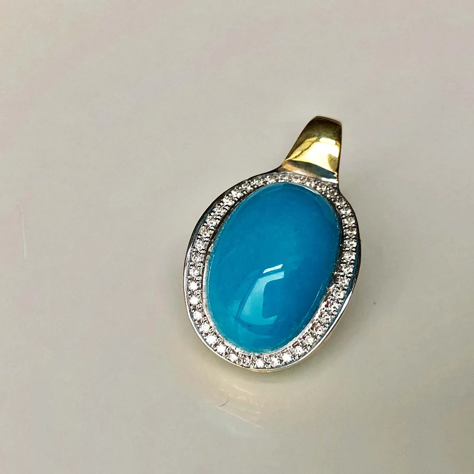 Eye of the Ocean 18K Gold Mini Diamond and Natural Sleeping Beauty Pendant Only