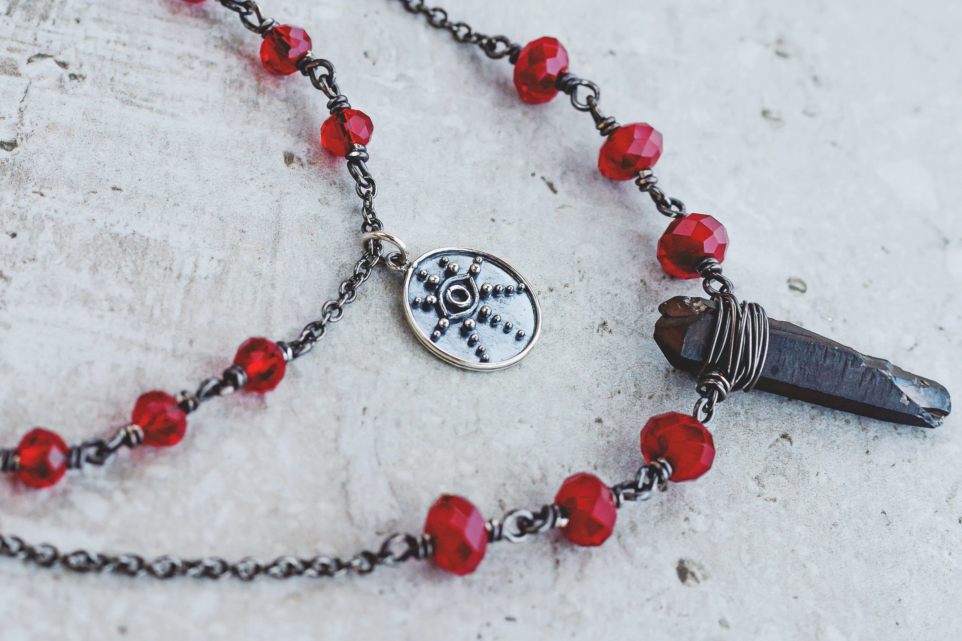 Eye See You Gemstone Crystal Necklace