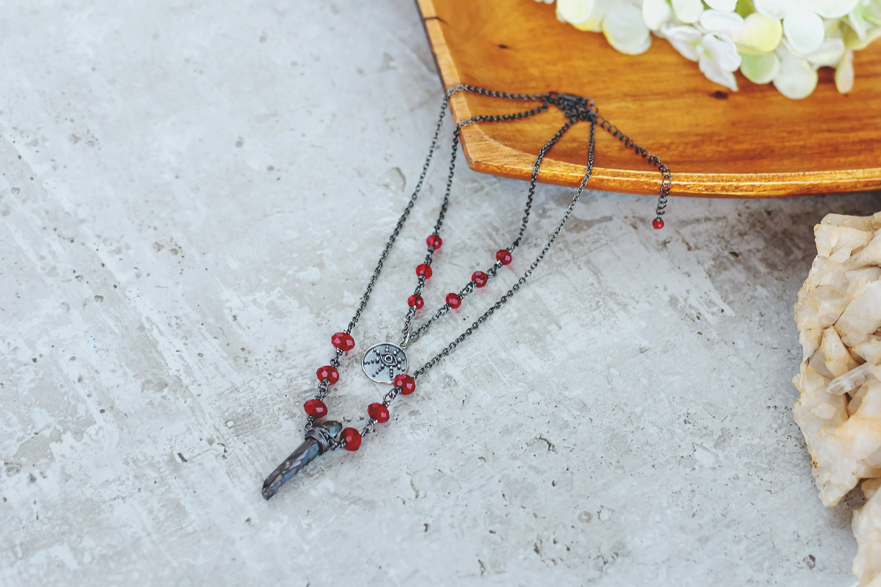 Eye See You Gemstone Crystal Necklace