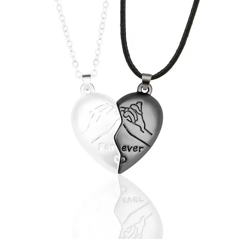 Fashion Magnetic Couple Necklace For Lovers Gothic Punk Heart Pendant Necklace
