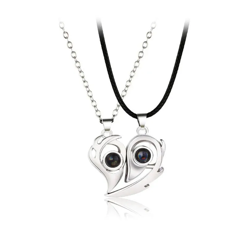 Fashion Magnetic Couple Necklace For Lovers Gothic Punk Heart Pendant Necklace