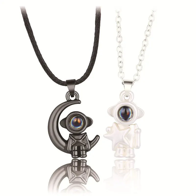 Fashion Magnetic Couple Necklace For Lovers Gothic Punk Heart Pendant Necklace