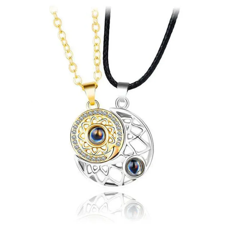 Fashion Magnetic Couple Necklace For Lovers Gothic Punk Heart Pendant Necklace