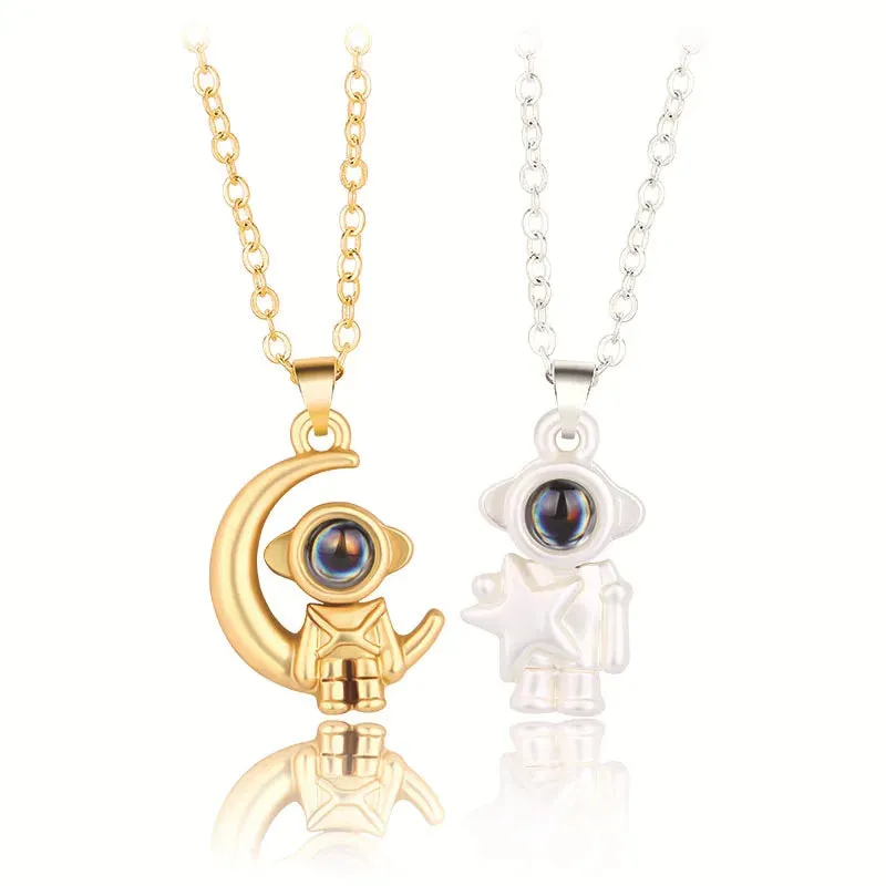 Fashion Magnetic Couple Necklace For Lovers Gothic Punk Heart Pendant Necklace