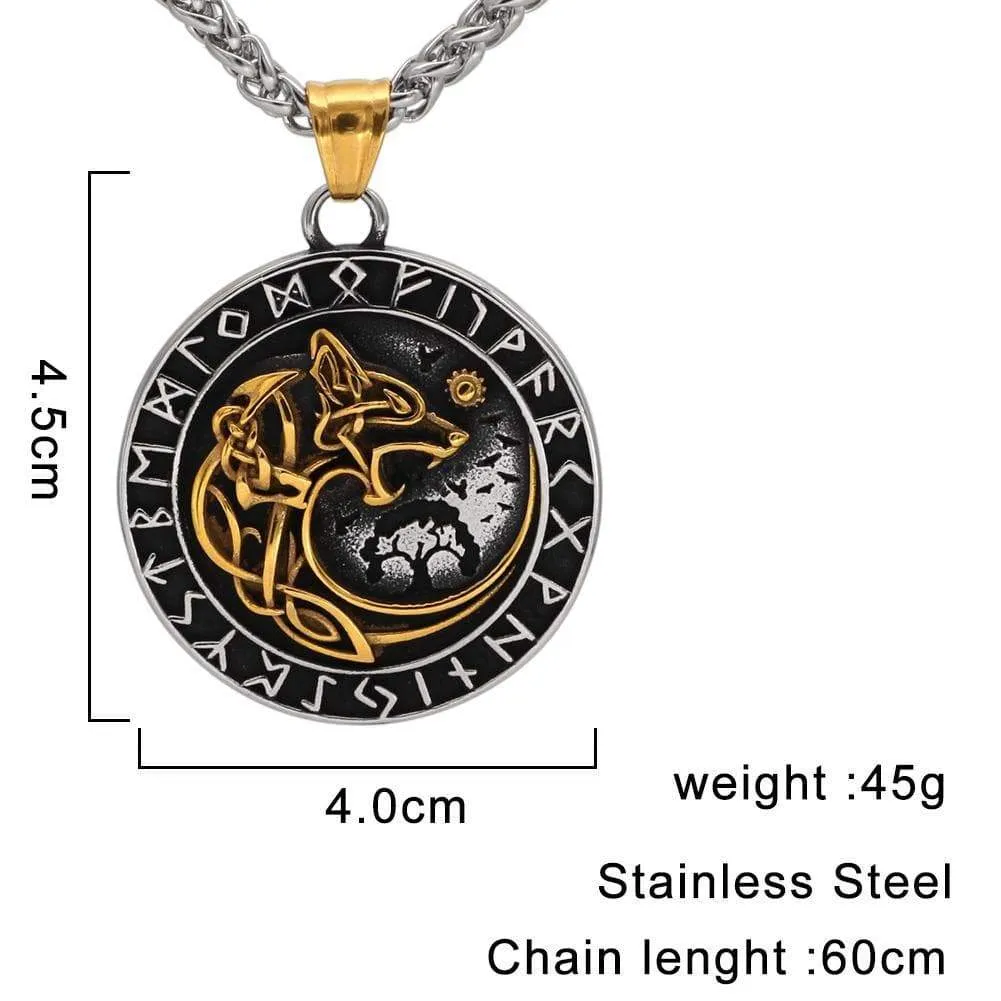 Fenrir Wolf Runic Necklace