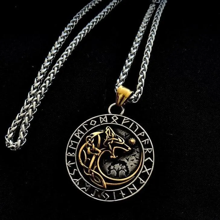 Fenrir Wolf Runic Necklace