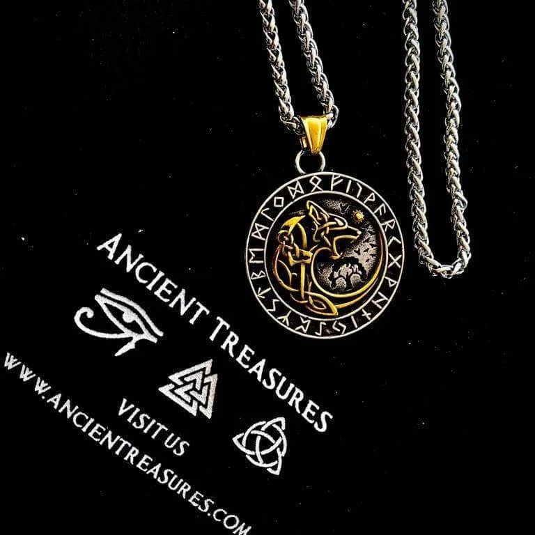 Fenrir Wolf Runic Necklace