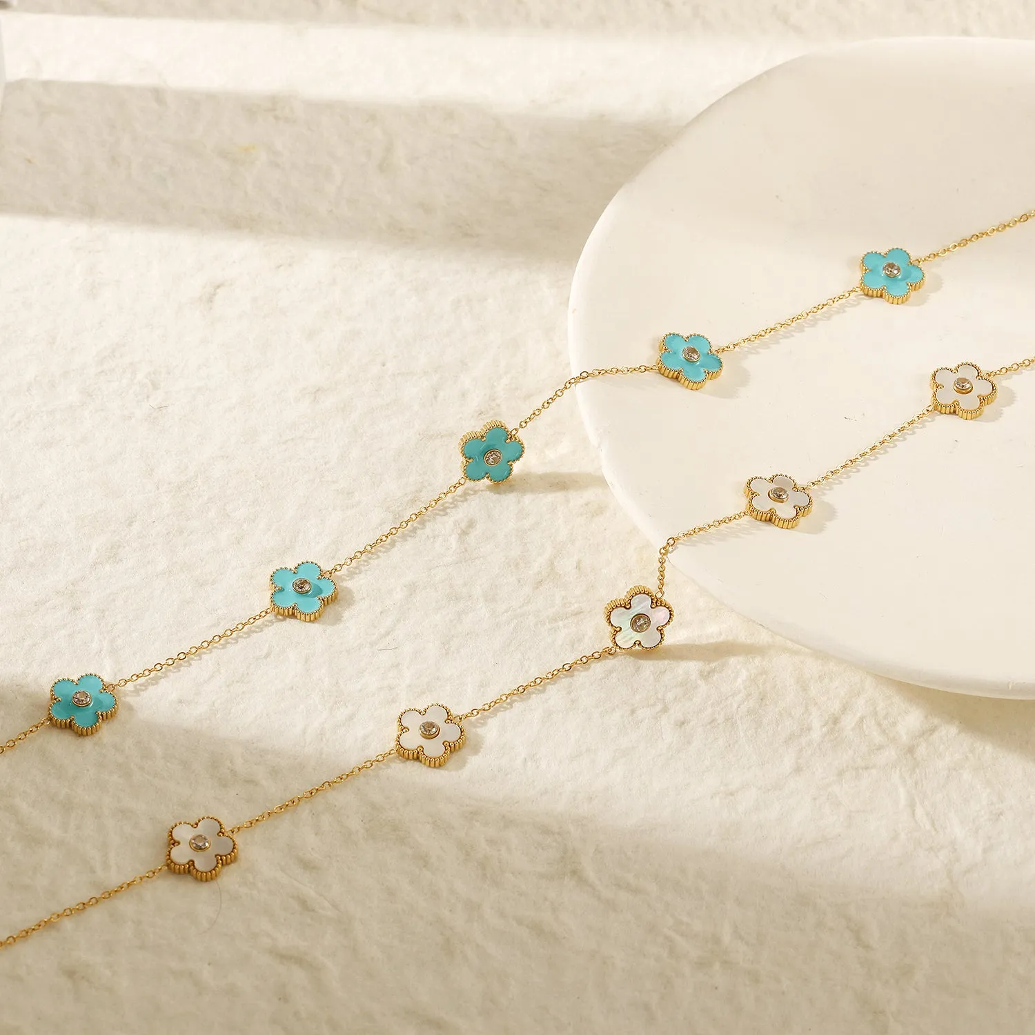 Five blue flower necklaces-NSSN862STGCBU