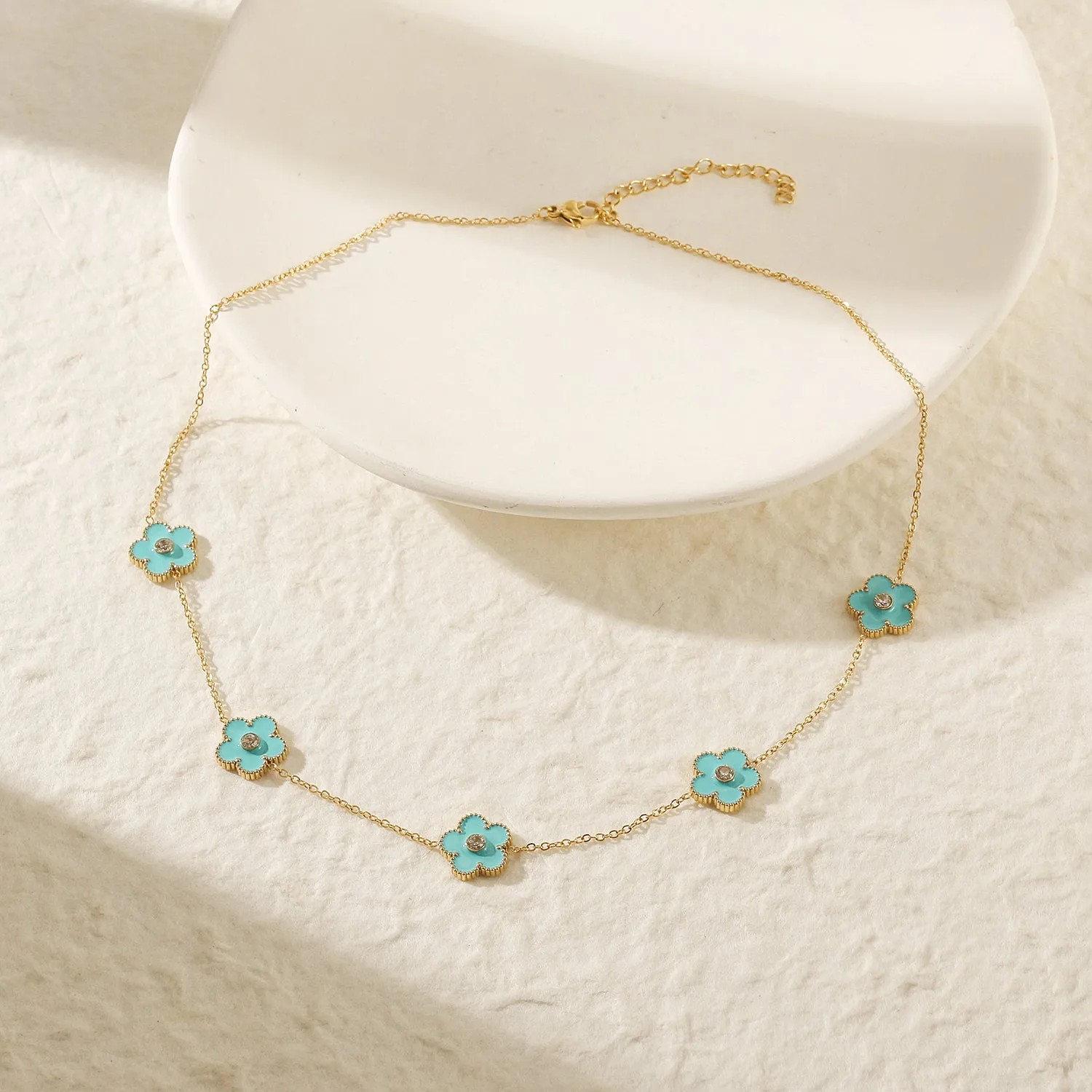 Five blue flower necklaces-NSSN862STGCBU