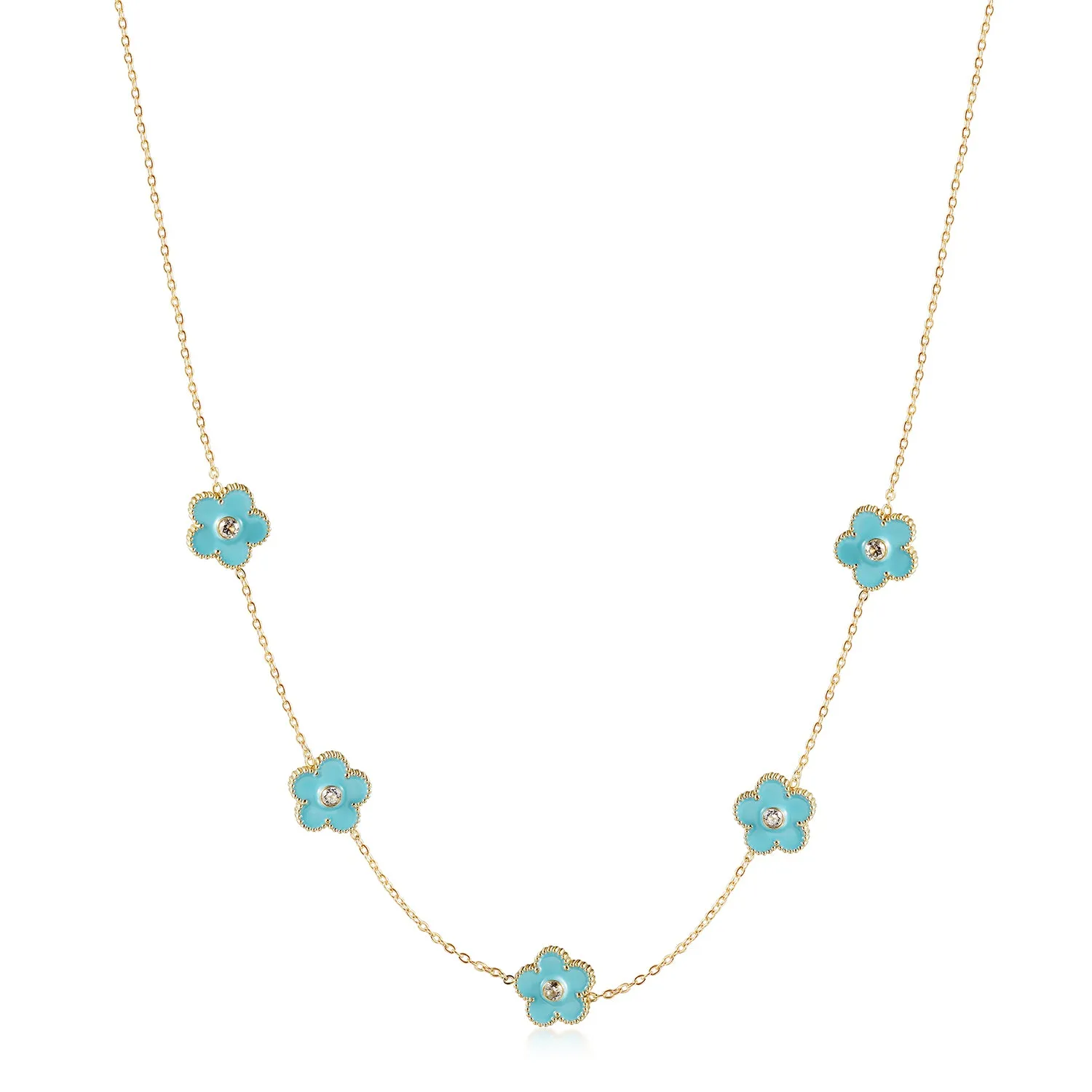 Five blue flower necklaces-NSSN862STGCBU