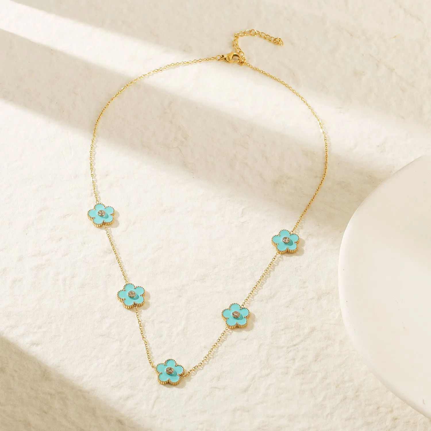 Five blue flower necklaces-NSSN862STGCBU
