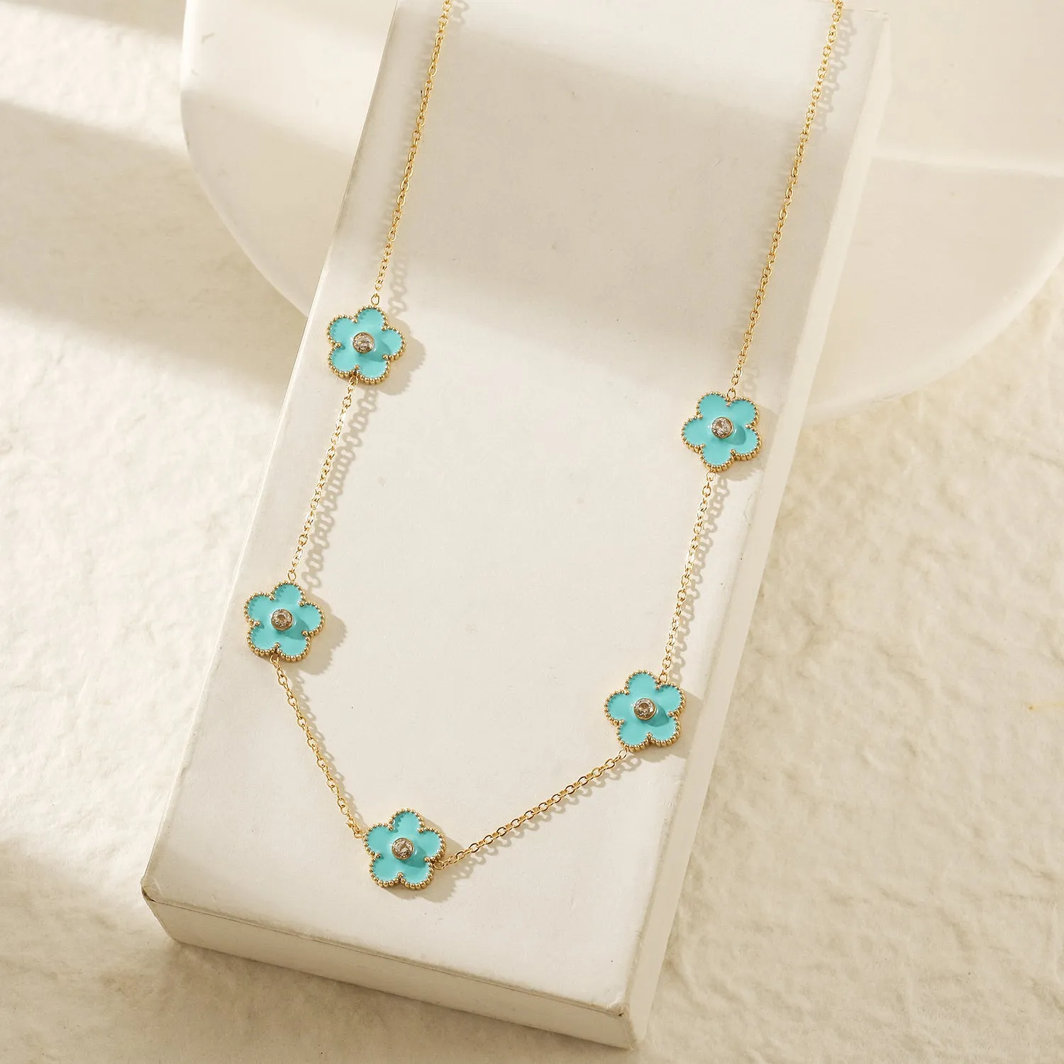 Five blue flower necklaces-NSSN862STGCBU
