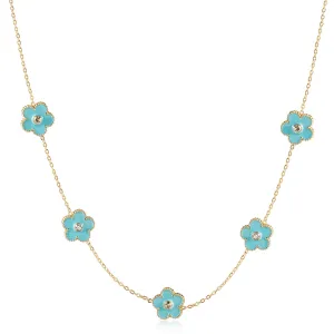 Five blue flower necklaces-NSSN862STGCBU