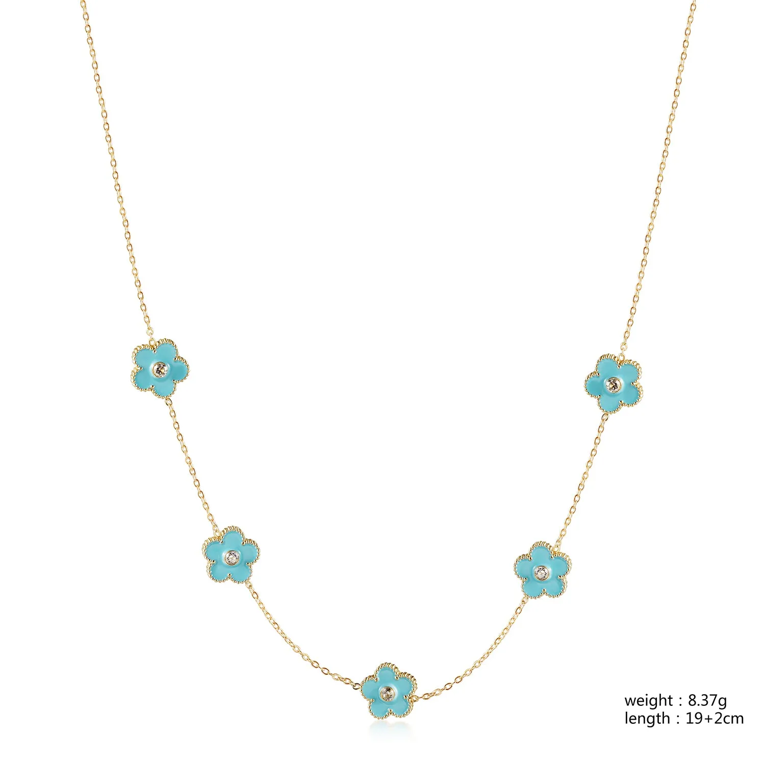 Five blue flower necklaces-NSSN862STGCBU