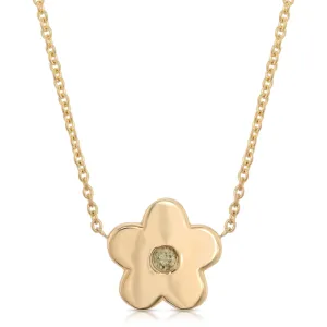 “Fleur délicate” 14-karat gold flower necklace with diamond