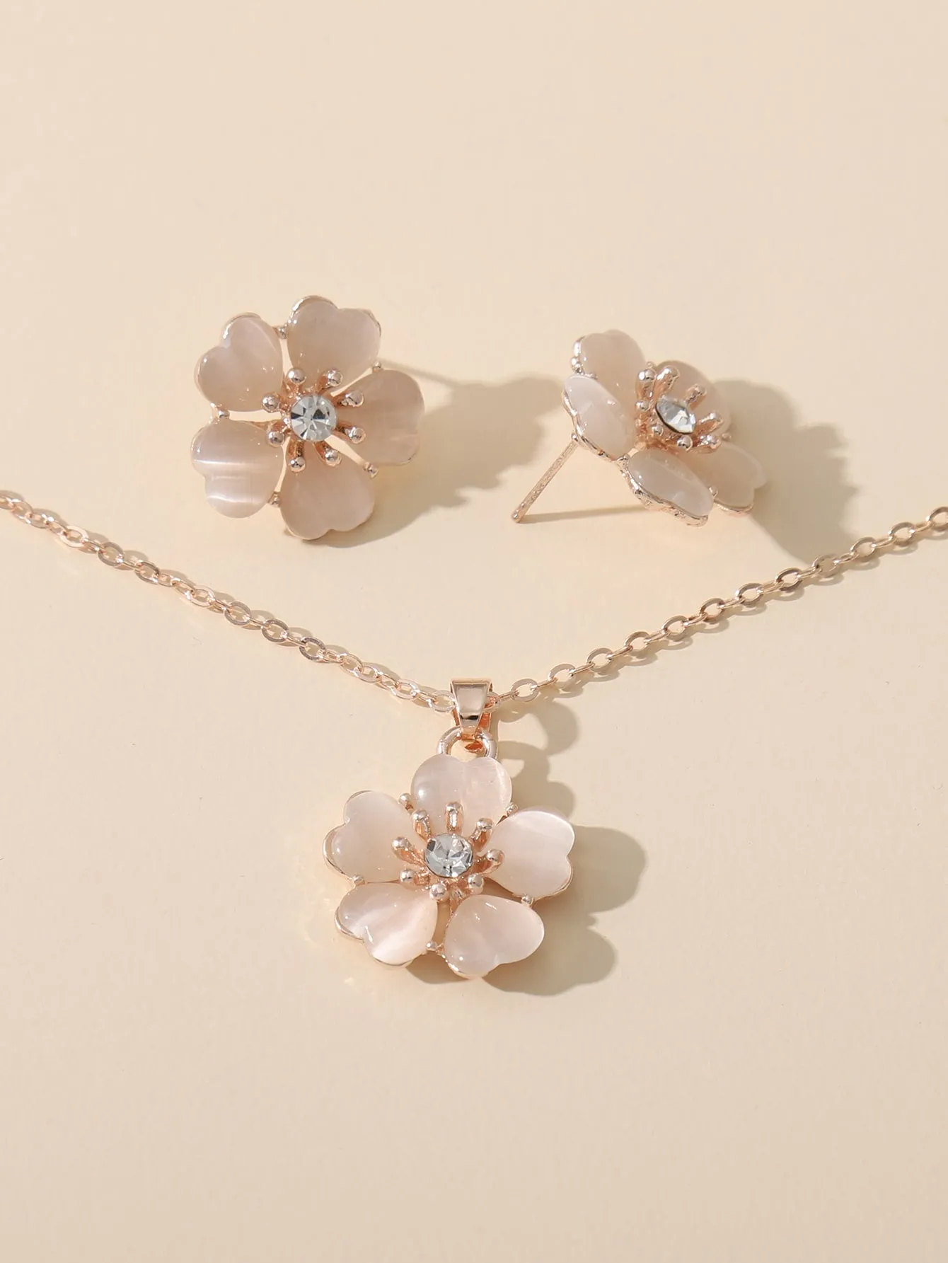 Flower Charm Necklace & Earrings