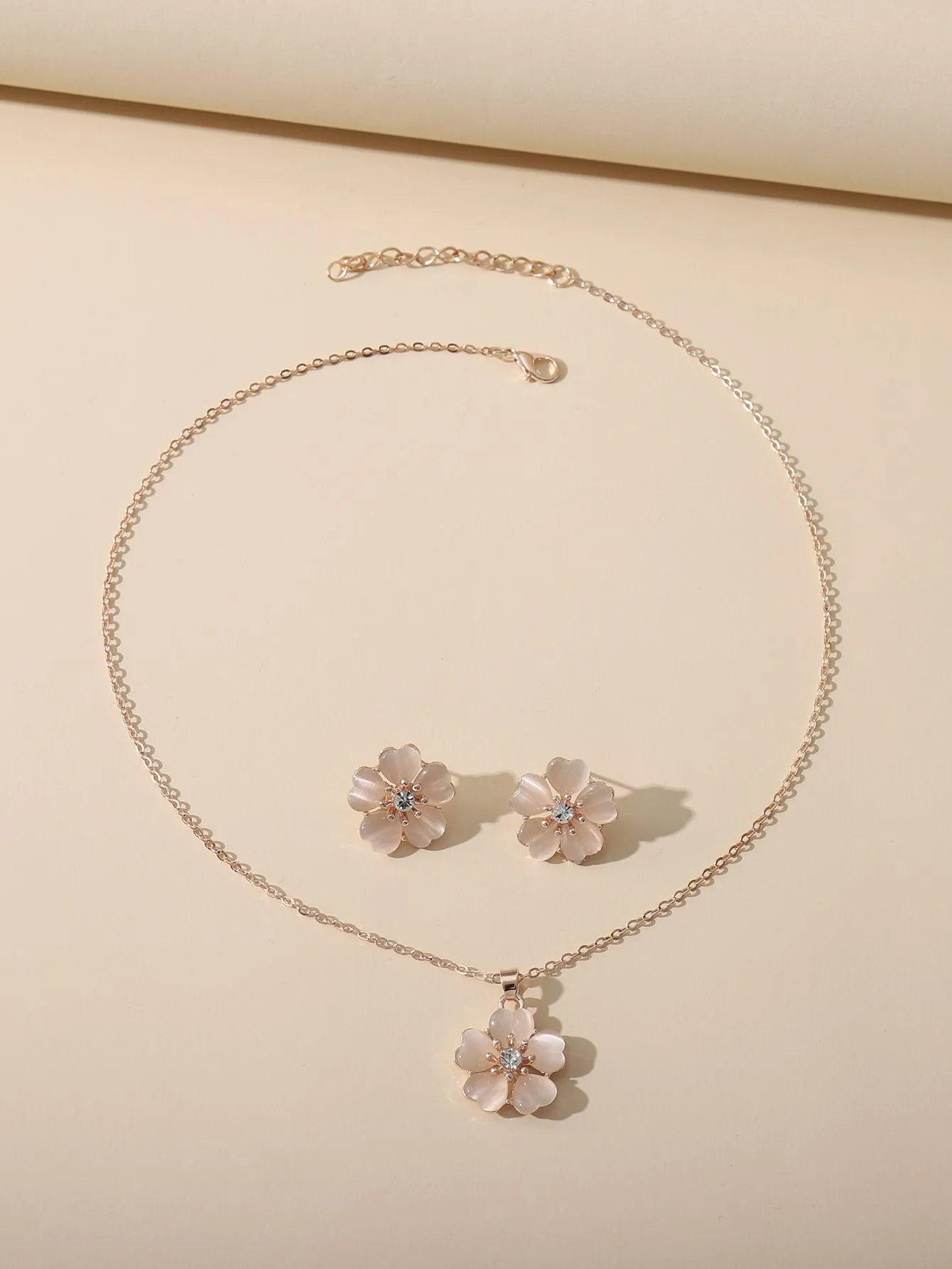 Flower Charm Necklace & Earrings