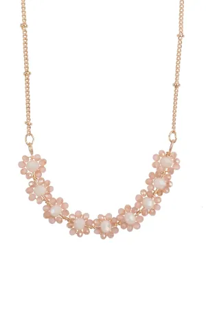FLOWER CLUSTER GLASS BEADS NECKLACE