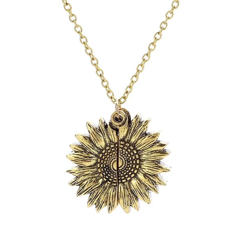 Flower Necklace Sunflower Double-layer Lettered Pendant Necklaces