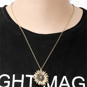 Flower Necklace Sunflower Double-layer Lettered Pendant Necklaces