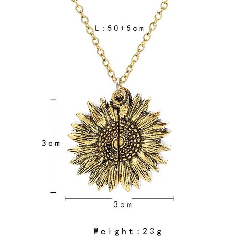 Flower Necklace Sunflower Double-layer Lettered Pendant Necklaces