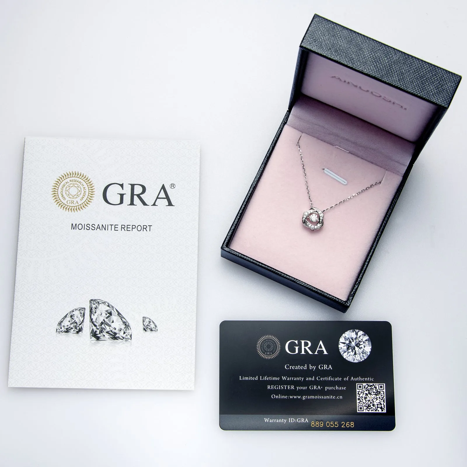 Flower Round Cut 0.5ct Dancing Moissanite Pendant Necklace
